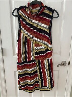 Free People Just a Crush multicolor sleeveless crochet patchwork dress/ tunic